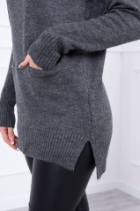 Tamsiai pilkas megztinis su kišenėmis