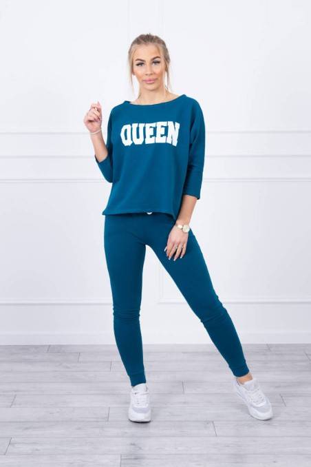 Elektrinės spalvos dviejų dalių komplektas su užrašu "Queen"