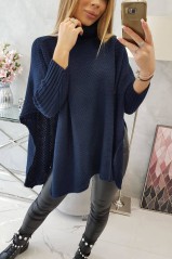 Tamsiai mėlynas moteriškas megztinis KES-21127-2019-30