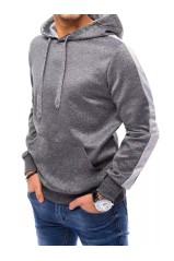 Pilkas vyriškas džemperis su kapišonu