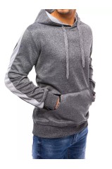 Pilkas vyriškas džemperis su kapišonu