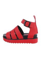 Platforminiai sandalai moterims raudonos spalvos