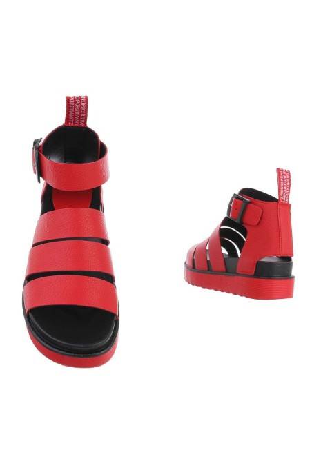 Platforminiai sandalai moterims raudonos spalvos