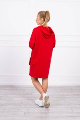 Raudona suknelė su kišenėmis KES-21418-9350