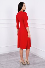 Raudona suknelė su 3/4 rankovėmis KES-2524-8314