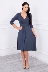 Tamsiai pilka suknelė su 3/4 rankovėmis KES-2531-8314