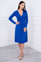 Mėlyna suknelė ilgomis rankovėmis KES-2546-8315