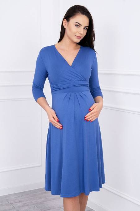 Mėlyna suknelė su 3/4 rankovėmis KES-10885-8314