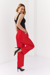 Raudonos moteriškos stilingos kelnės