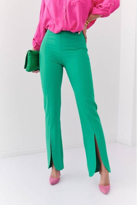Žalios moteriškos stilingos kelnės