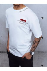 Balti vyriški marškinėliai su užrašais su atspaudais ir ženkleliais Dstreet