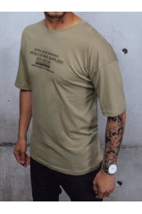 Chaki spalvos vyriški marškinėliai su spauda Dstreet