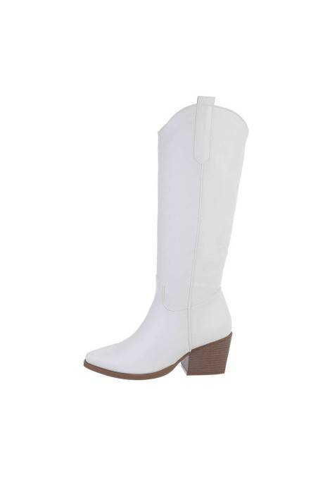 Baltos spalvos vakarietiški ir baikerių batai moterims GR-DE1163