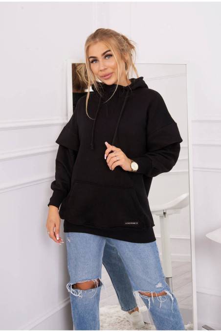 Juodas moteriškas laisvo stiliaus džemperis KES-21843-69426