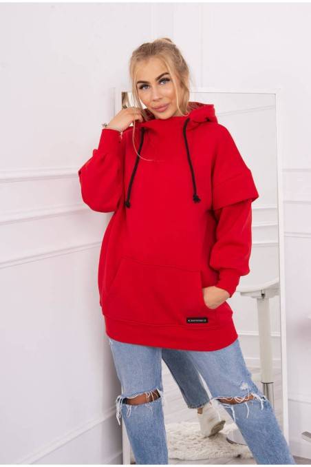 Raudonas moteriškas laisvo stiliaus džemperis KES-21845-69426