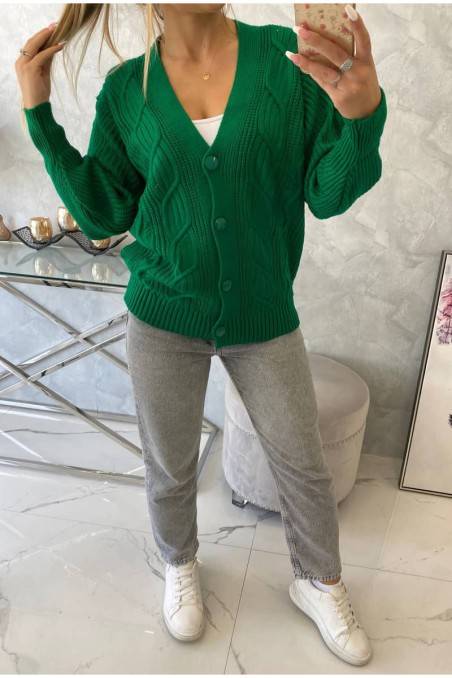 Žalias moteriškas megztinis su sagom KES-21906-2022-2