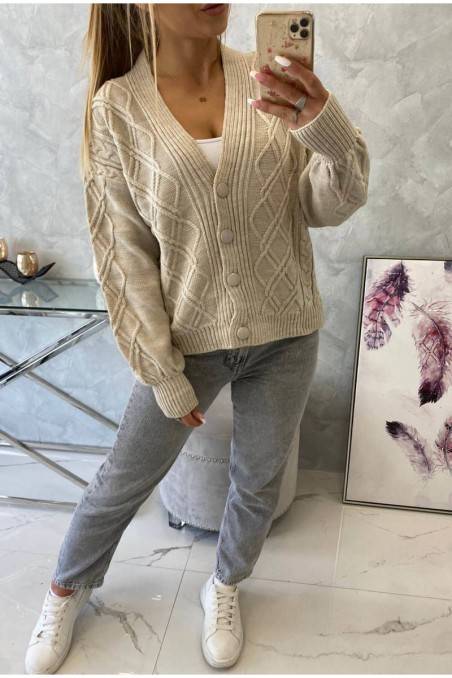 Smėlio spalvos moteriškas megztinis su sagom KES-21917-2022-1