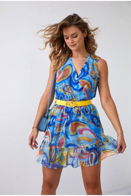 Mėlyna marga vasarinė suknelė