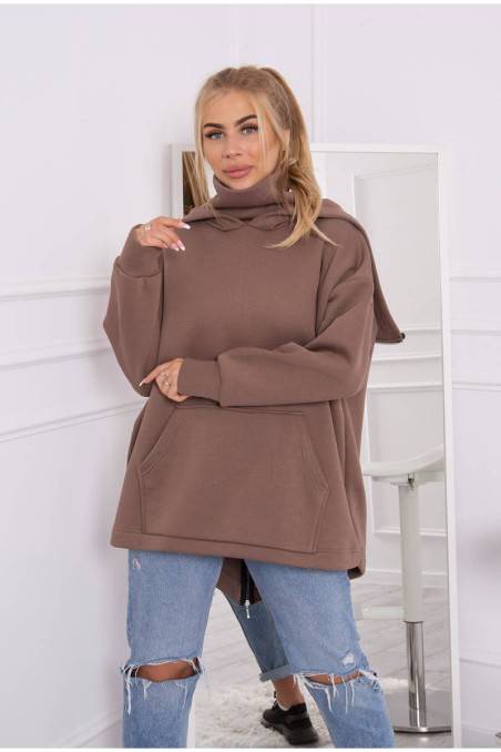 Moka spalvos moteriškas laisvo stiliaus džemperis KES-21765-9381