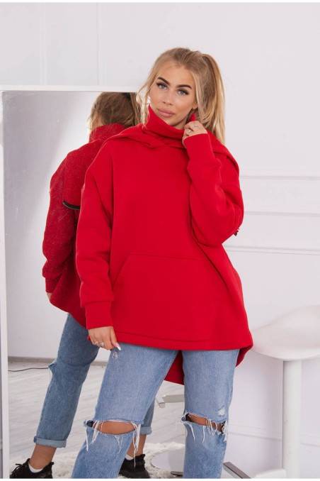 Raudonas moteriškas laisvo stiliaus džemperis KES-21766-9381