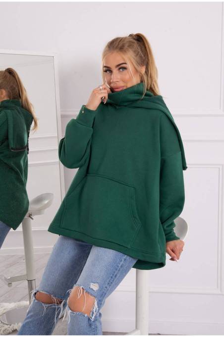 Žalias moteriškas laisvo stiliaus džemperis KES-21767-9381