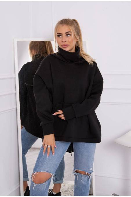 Juodas moteriškas laisvo stiliaus džemperis KES-21768-9381