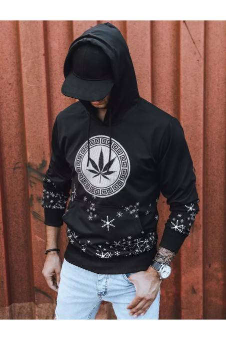 Juodas vyriškas džemperis su raštais Dstreet DS-bx5326