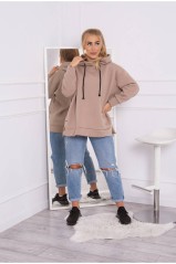Smėlio spalvos moteriškas laisvo stiliaus džemperis KES-21778-9380