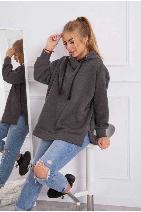 Tamsiai pilkas moteriškas laisvo stiliaus džemperis KES-21781-9380