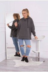 Tamsiai pilkas moteriškas laisvo stiliaus džemperis KES-21781-9380