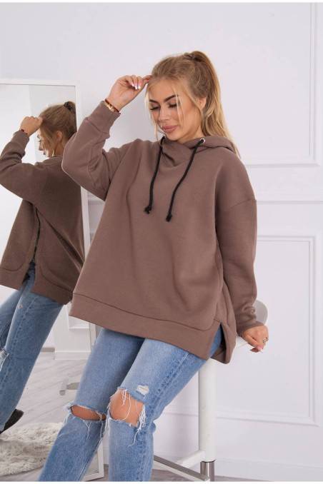 Moca spalvos moteriškas laisvo stiliaus džemperis KES-21782-9380