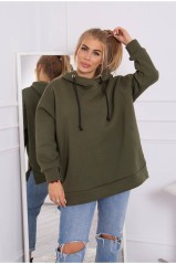 Chaki spalvos moteriškas laisvo stiliaus džemperis KES-21783-9380