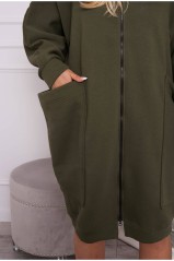 Chaki spalvos moteriškas laisvo stiliaus džemperis KES-21784-9383