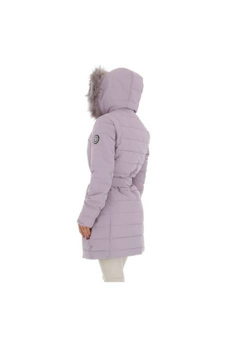 Violetinės spalvos moteriškas žieminis paltas