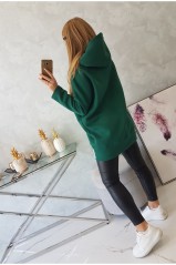 Tamsiai žalias stilingas džemperis su kapišonu