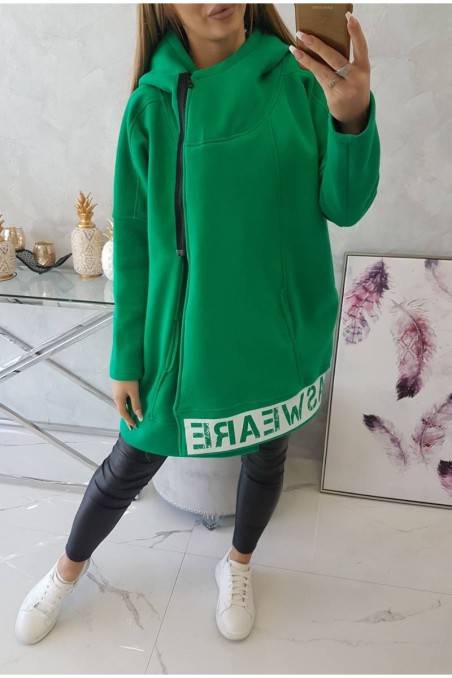 Žalias stilingas džemperis su kapišonu KES-22146-9305