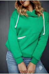 Žalias moteriškas pašiltintas džemperis