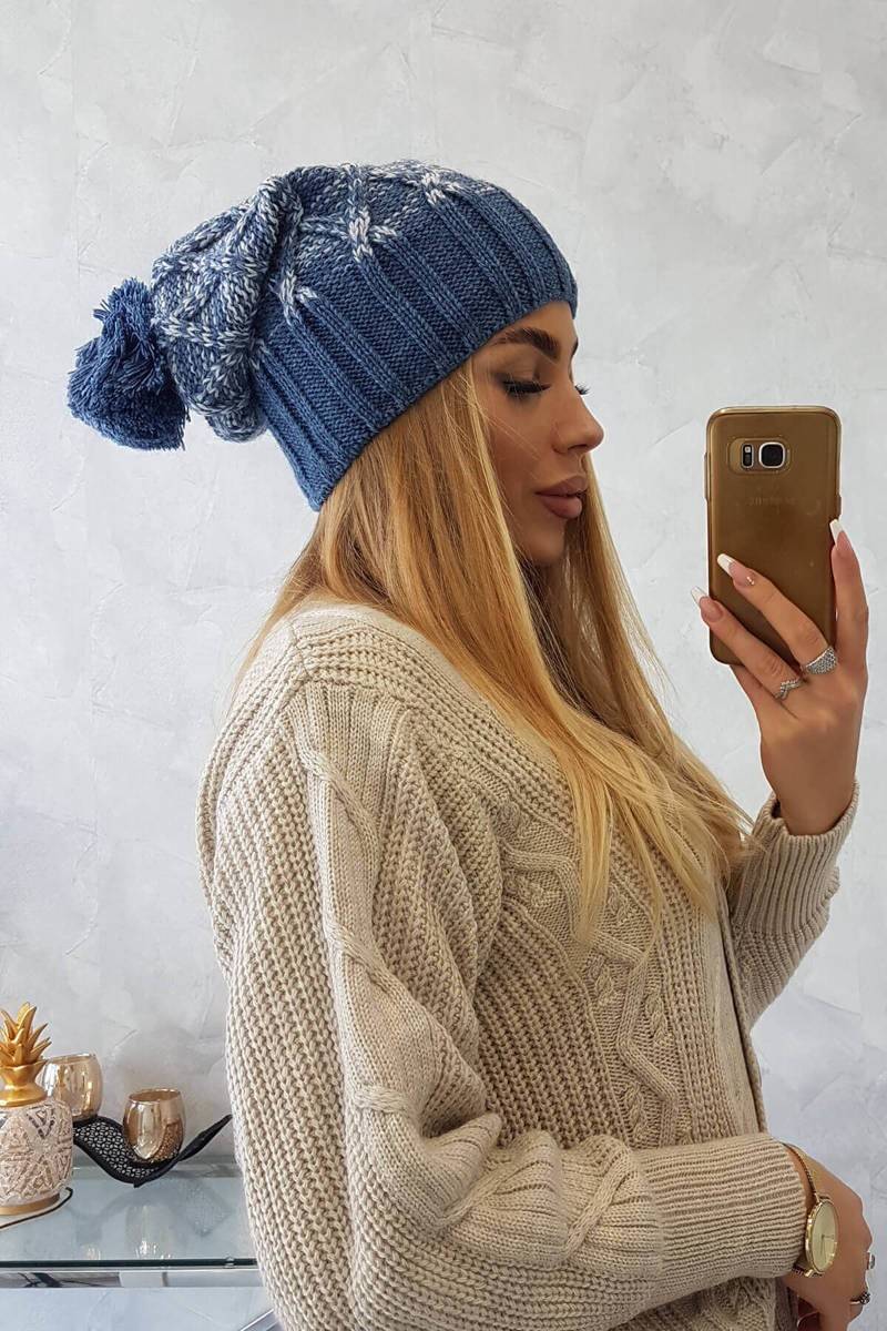 Mėlyna marga moteriška kepurė