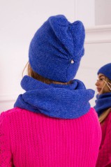 Mėlynas dviejų dalių komplektas kepurė ir šalikas