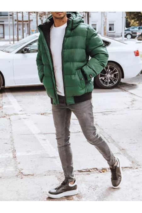 Vyriška dygsniuota žieminė striukė žalia Dstreet