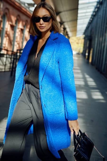 Laisvalaikio moteriškas mėlynas paltas