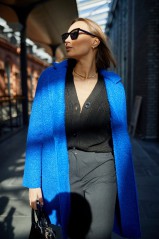 Laisvalaikio moteriškas mėlynas paltas