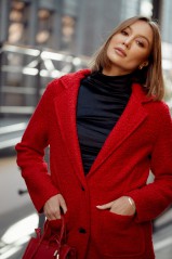 Laisvalaikio moteriškas raudonas paltas