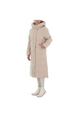 Smėlio spalvos moteriškas žieminis paltas