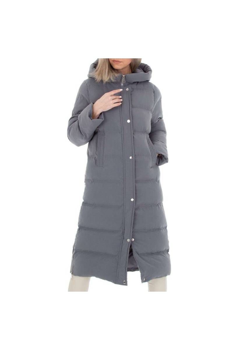 Pilkas moteriškas žieminis paltas