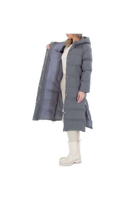 Pilkas moteriškas žieminis paltas