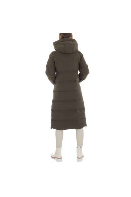 Chaki spalvos moteriškas žieminis paltas