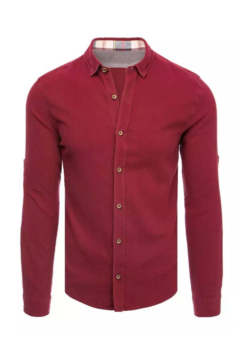 Dstreet DX2270 vyriški bordo spalvos marškiniai