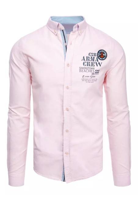 Dstreet DX2299 vyriški rožiniai marškiniai