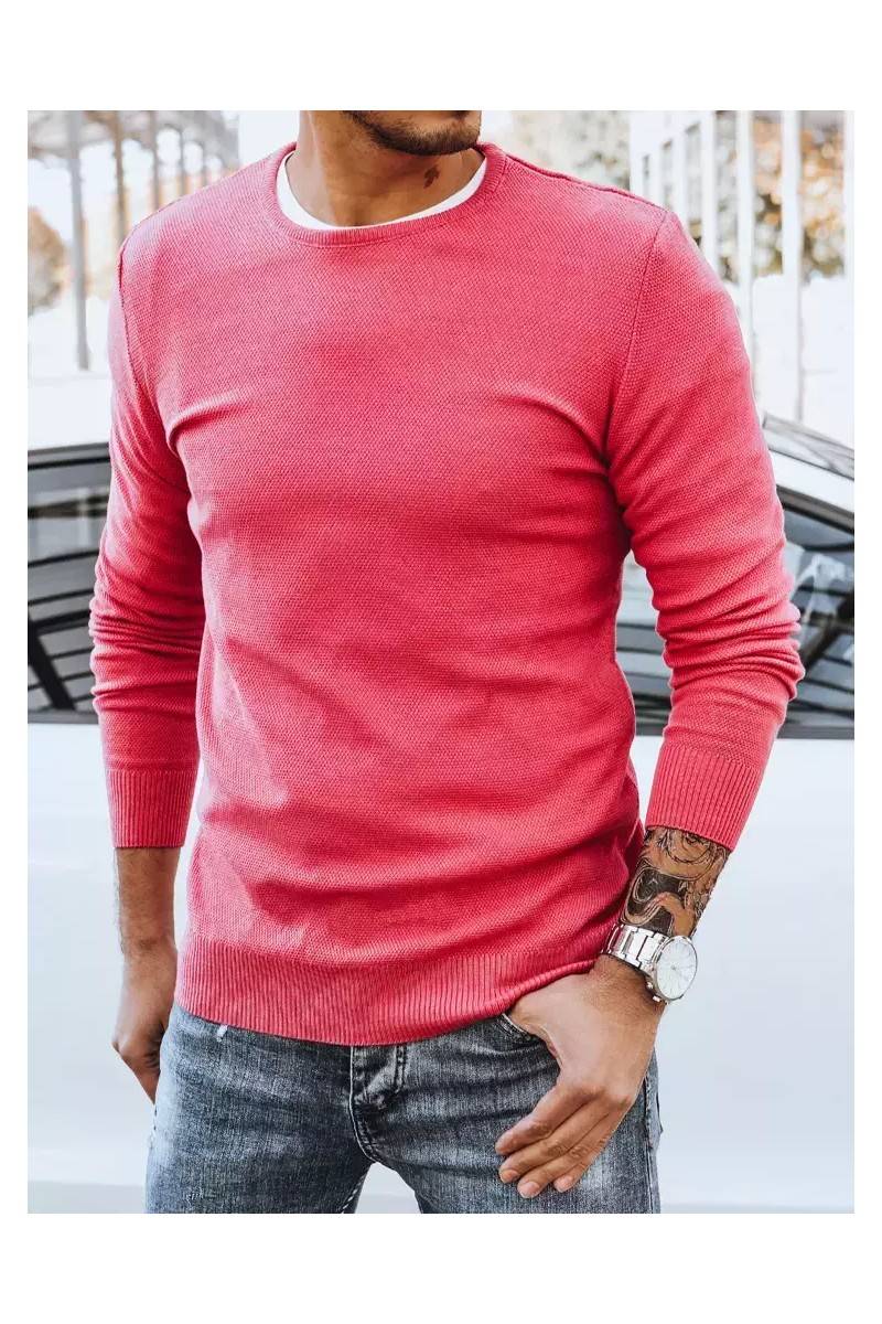 Vyriškas klasikinis rožinis megztinis Dstreet WX1934